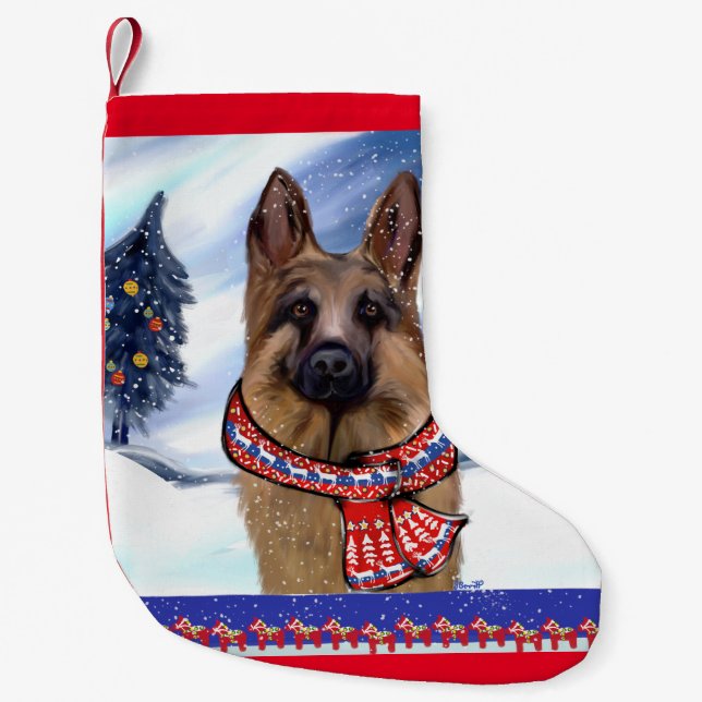 GERMAN SHEPHERD SMALL CHRISTMAS STOCKING (Front)