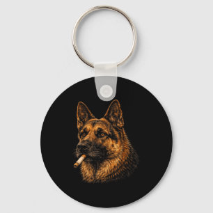 German shepherd smoking cigarette meme vintage key ring