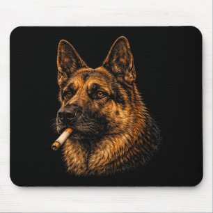 German shepherd smoking cigarette meme vintage mouse pad
