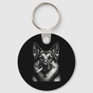 German shepherd smoking funny gangster dog meme key ring