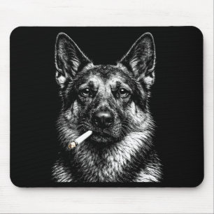 German shepherd smoking funny gangster dog meme mouse pad