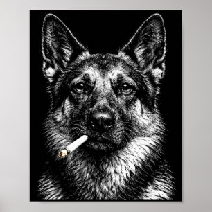 German shepherd smoking funny gangster dog meme poster