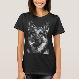 German shepherd smoking funny gangster dog meme T-Shirt