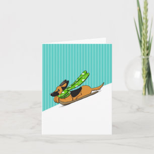 German Shepherd Snow Sled Modern Holiday Card