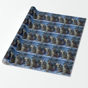 German Shepherd Snowy Sleigh Christmas Decor  Wrapping Paper