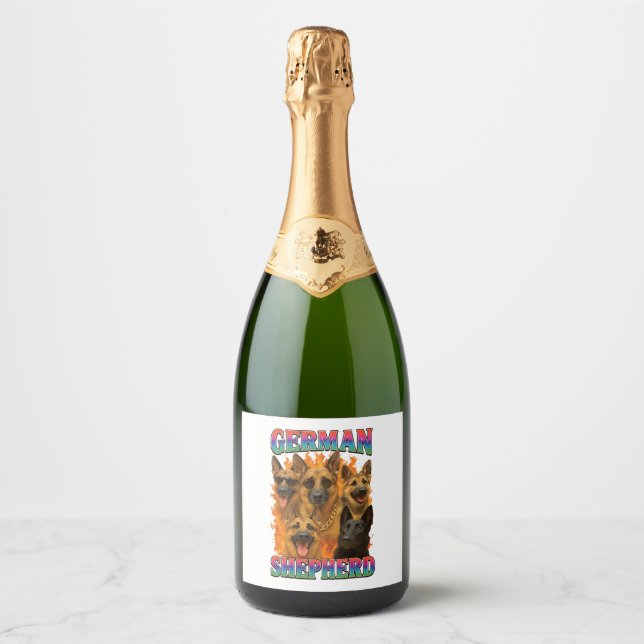 German Shepherd  Sparkling Wine Label (Front)