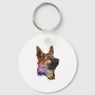 German Shepherd Splash Art  Key Ring
