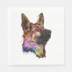 German Shepherd Splash Art Napkin