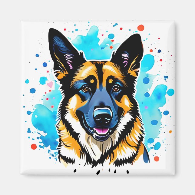 German Shepherd Splash  Magnet (Front)