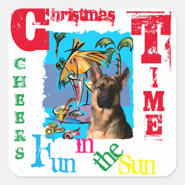 German Shepherd Square Sticker (Front)