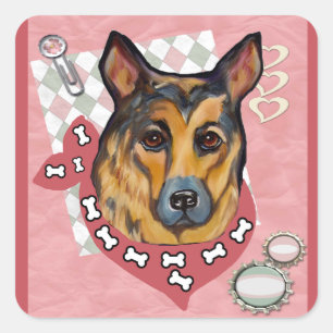 GERMAN SHEPHERD SQUARE STICKER