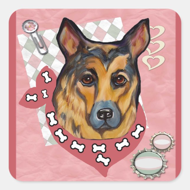 GERMAN SHEPHERD SQUARE STICKER (Front)