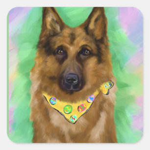 GERMAN SHEPHERD SQUARE STICKER