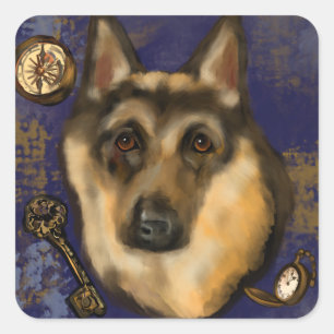 GERMAN SHEPHERD SQUARE STICKER