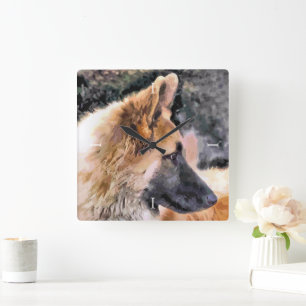 GERMAN SHEPHERD SQUARE WALL CLOCK