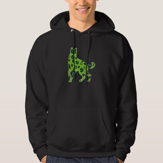German Shepherd St Patrick S Day Green Leopard Sha Hoodie (Front)