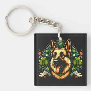 German Shepherd St Patrick's Day Shepherd Dog Gift Key Ring