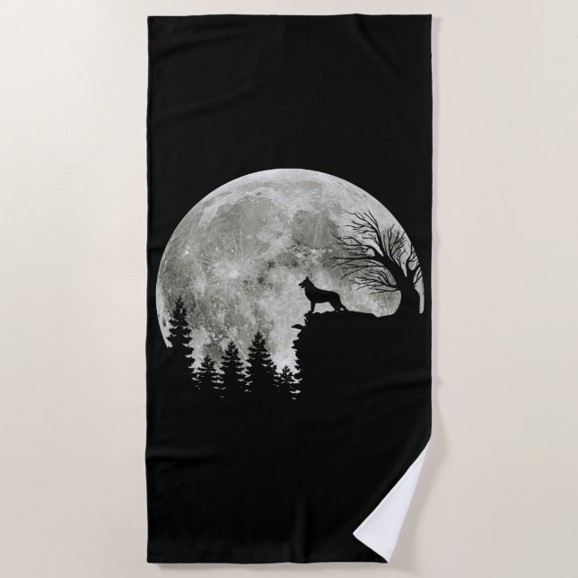  German Shepherd Standing On Mountain Halloween Beach Towel (Front)