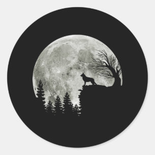 German Shepherd Standing On Mountain Halloween Classic Round Sticker