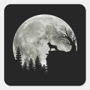 German Shepherd Standing On Mountain Halloween Square Sticker
