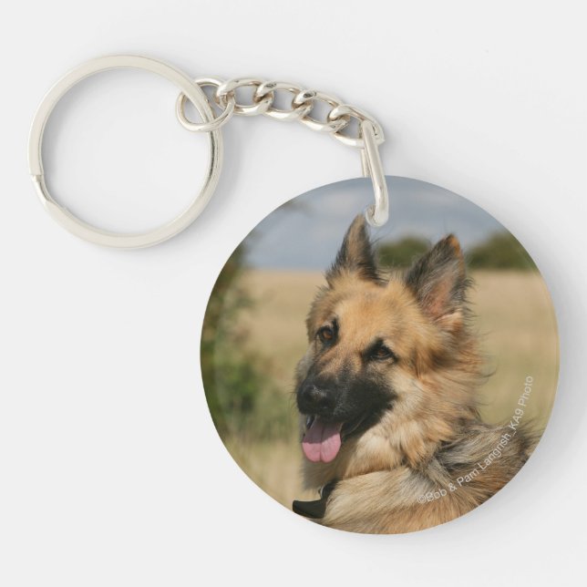 German Shepherd Sticking Tongue Out Key Ring (Front)