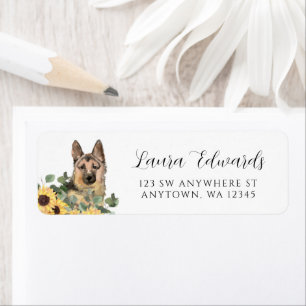 German Shepherd Sunflower Eucalyptus Address Return Address Label