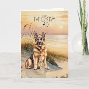 German Shepherd Sunset Beach Father's Day Holiday Card