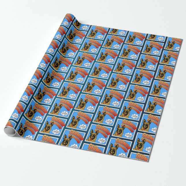 German Shepherd - Super-hero of Dogs! Wrapping Paper (Unrolled)