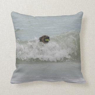 german shepherd swimming in wave cushion