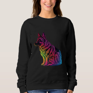 German Shepherd Synthwave 80s Retrowave Aesthetic  Sweatshirt