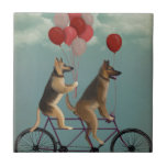 German Shepherd Tandem Ceramic Tile<br><div class="desc">German Shepherd Tandem by Fabfunky. Features German Shepards on a bicycle in a whimsical,  steampunk style.  | 192034D</div>
