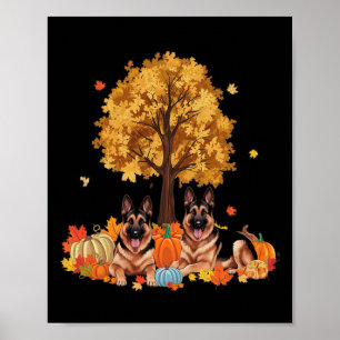 German Shepherd Thanksgiving Pumpkin Fall Autumn Poster