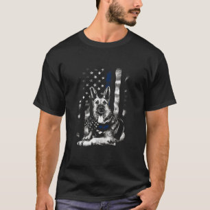 German Shepherd Thin Blue Line Blueline Flag Shepa T-Shirt