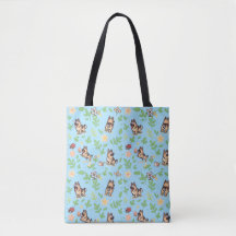 German Shepherd Tote Bag Cute Pastel Floral Dog