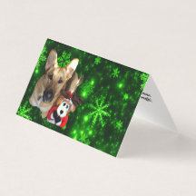 German Shepherd, Toy Reindeer, Green Snowflakes