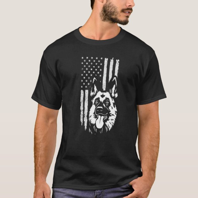 German Shepherd Tshirt, Patriotic Dog Lover Tee, U T-Shirt (Front)