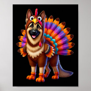 German Shepherd Turkey Funny Thanksgiving Animal D Poster