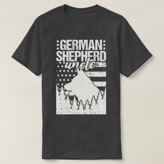 German Shepherd Uncle American Flag T-Shirt (Design Front)