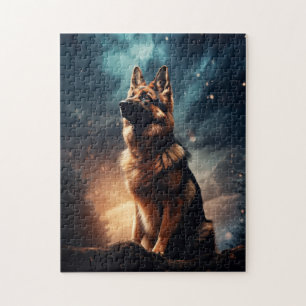 German Shepherd Under Stormy Sky Jigsaw Puzzle