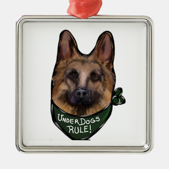 German Shepherd Underdog Metal Ornament (Front)