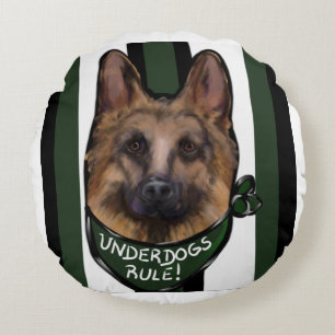 German Shepherd Underdog Round Cushion