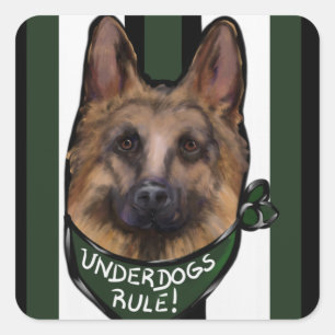 German Shepherd Underdog Square Sticker