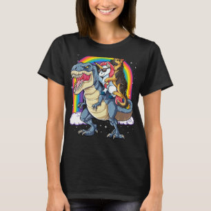 German Shepherd Unicorn Dinosaur Rex Girls Rainbow T-Shirt