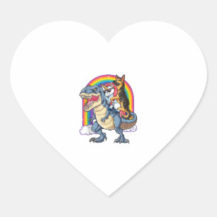 German Shepherd Unicorn Dinosaur T rex Funny Rainb Heart Sticker