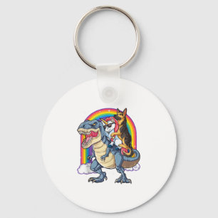 German Shepherd Unicorn Dinosaur T rex Funny Rainb Key Ring