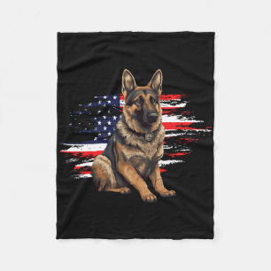 German Shepherd Usa Flag 4th Of July Dog Dad Fathe Fleece Blanket