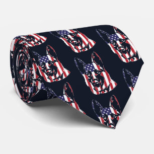 German Shepherd USA Flag Custom Tie