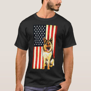 German Shepherd Usa Flag Men Women Kids T-Shirt