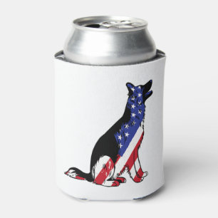German Shepherd Usa Flag Patriotic Dog Can Cooler