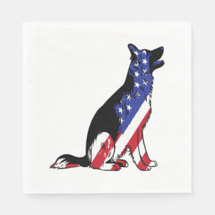 German Shepherd Usa Flag Patriotic Dog  Napkin